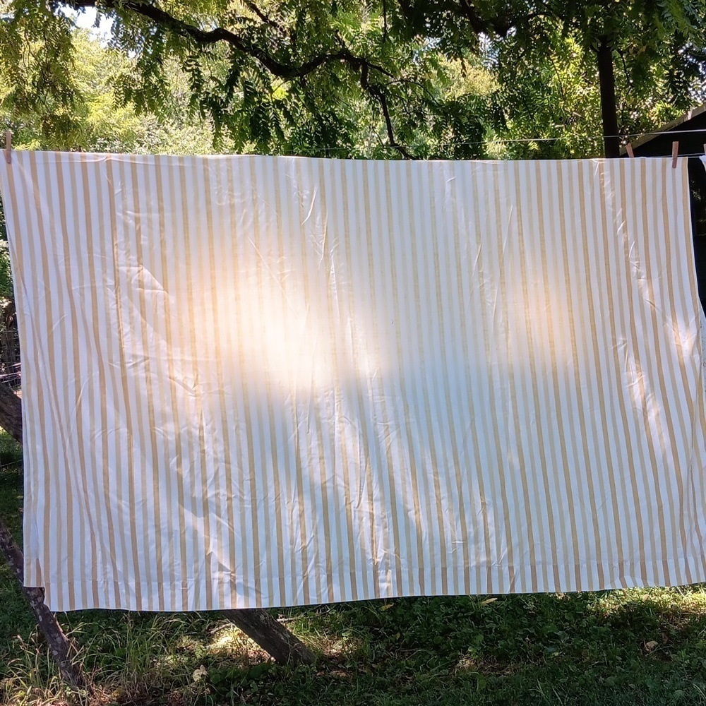 Vintage Sears gold green full flat sheet